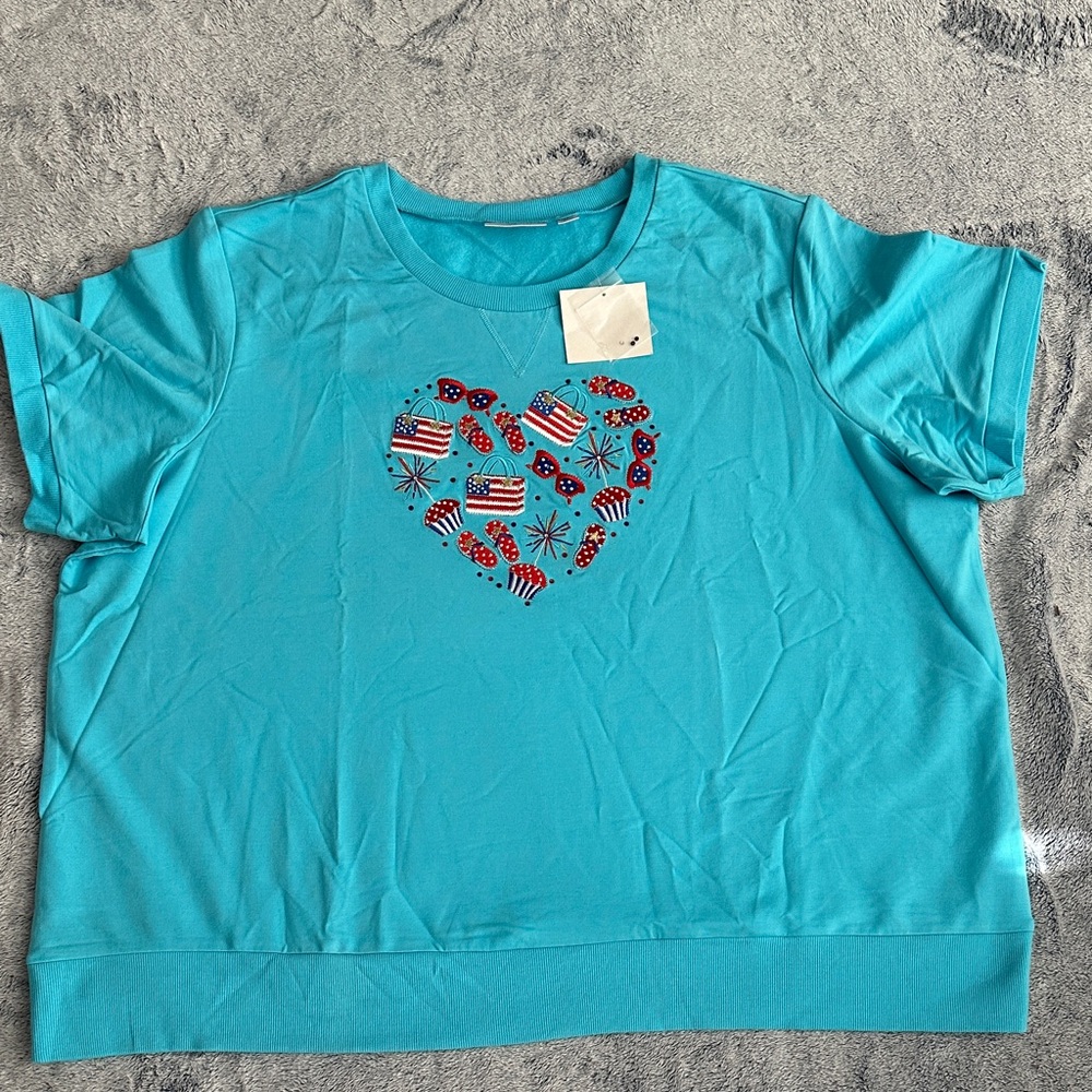 Blue Shirt with Heart Design